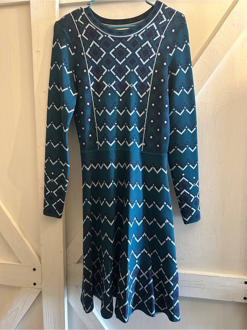Eliza J Geometric Midi Dress in Blue & White Size Small